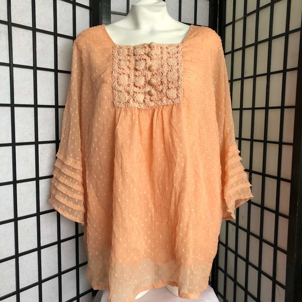 Pretty peach tunic plus size womens top/ dress